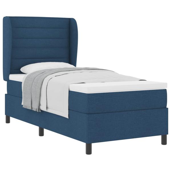 Boxspringbett mit Matratze mit Kopfteil Blau 100 x 200 cm Stoff