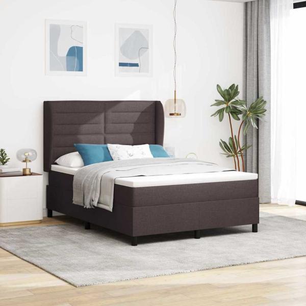 ARDEBO.de - Boxspringbett mit Matratze Dunkelbraun 160 x 200 cm Stoff