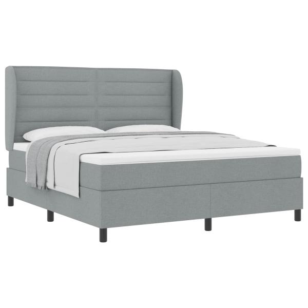 Boxspringbett mit Matratze Hellgrau 180 x 200 cm Stoff