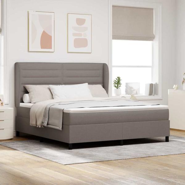 ARDEBO.de - Boxspringbett mit Kopfteil Taupe 180 x 200 cm Stoff