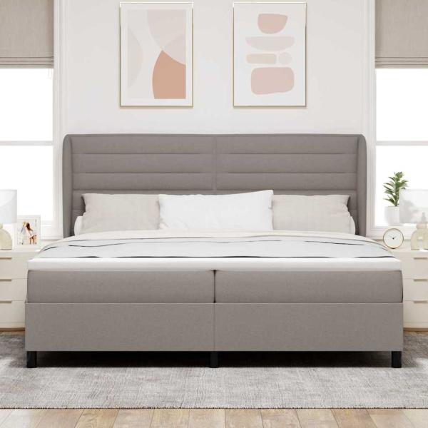Boxspringbett mit Kopfteil Taupe 200 x 200 cm Stoff