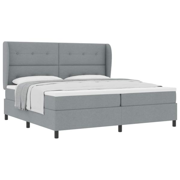 Boxspringbett mit Kopfteil Hellgrau 200 x 200 cm Stoff