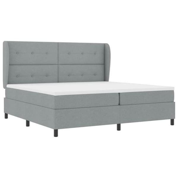 Boxspringbett mit Kopfteil Hellgrau 200 x 200 cm Stoff