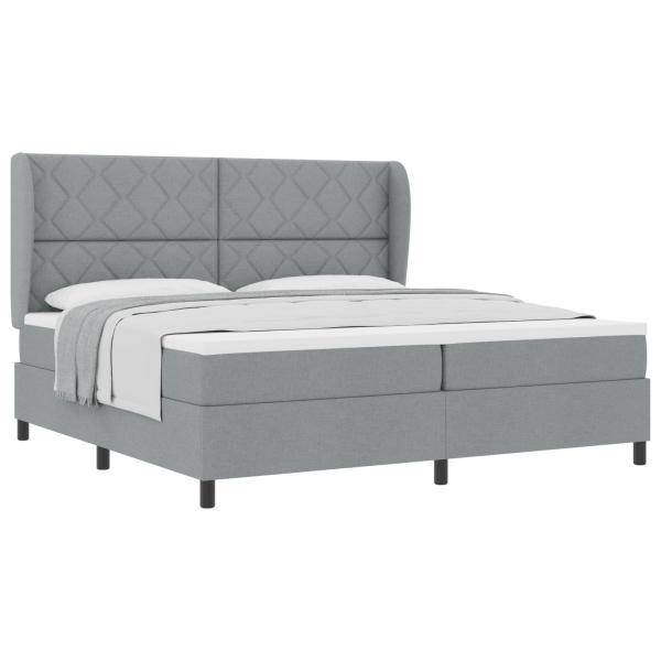 Boxspringbett mit Kopfteil Hellgrau 200 x 200 cm Stoff