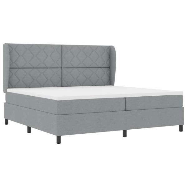 Boxspringbett mit Kopfteil Hellgrau 200 x 200 cm Stoff