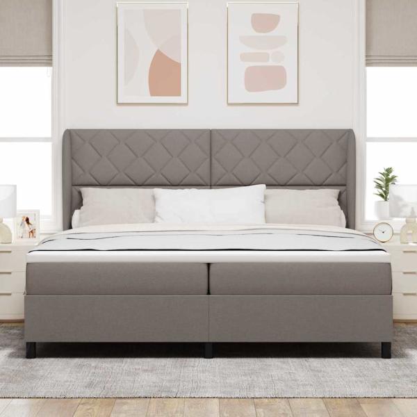 Boxspringbett mit Kopfteil Taupe 200 x 200 cm Stoff