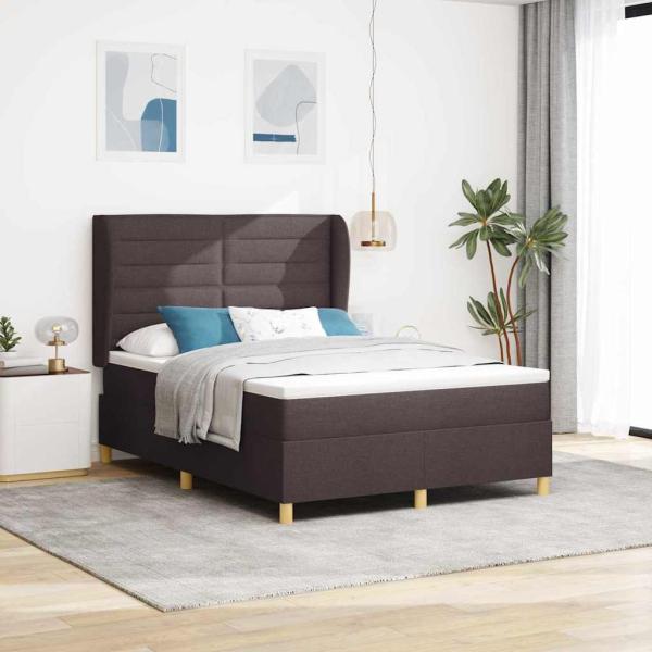 ARDEBO.de - Boxspringbett mit Matratze Dunkelbraun 200 x 140 cm Stoff