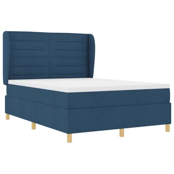 Boxspringbett mit Matratze mit Kopfteil Blau 200 x 160 cm Stoff