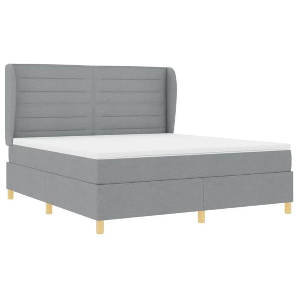Boxspringbett mit Matratze Hellgrau 200 x 180 cm Stoff