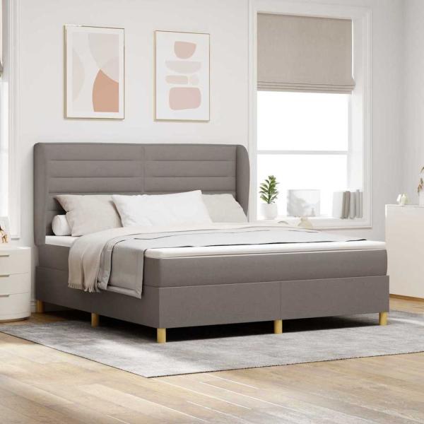 ARDEBO.de - Boxspringbett mit Kopfteil Taupe 200 x 180 cm Stoff