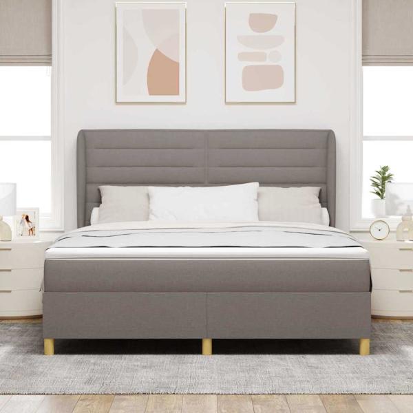 Boxspringbett mit Kopfteil Taupe 200 x 180 cm Stoff