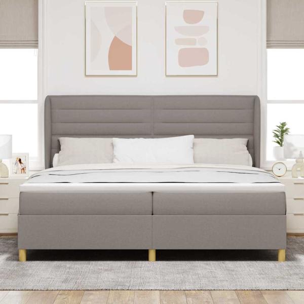 Boxspringbett mit Kopfteil Taupe 200 x 200 cm Stoff