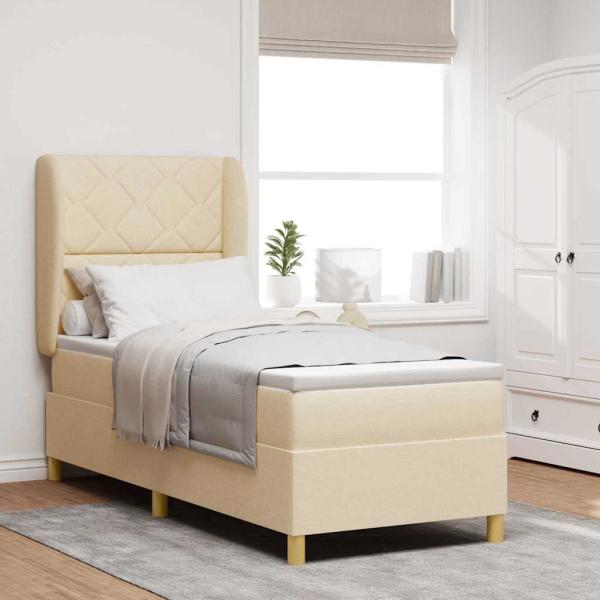 ARDEBO.de - Boxspringbett mit Kopfteil Creme 200 x 80 cm Stoff