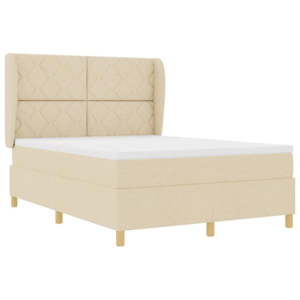 Boxspringbett mit Kopfteil Creme 200 x 160 cm Stoff