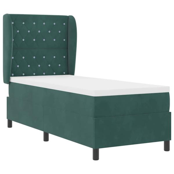 Boxspringbett mit Kopfteil Dunkelgrün 200 x 80 cm Samt