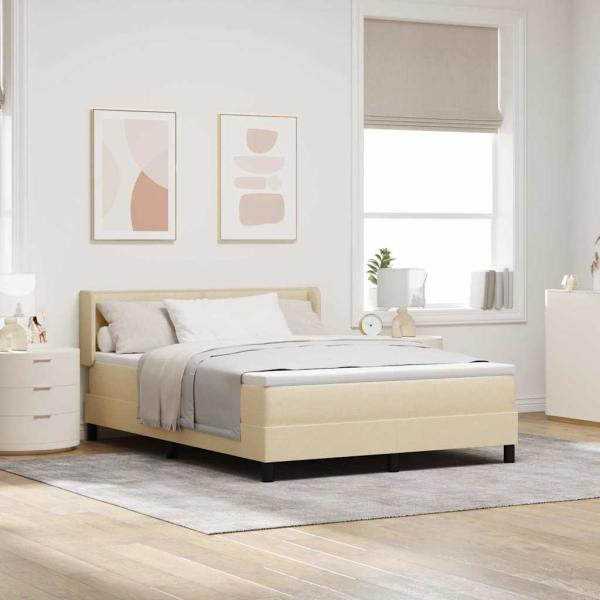 ARDEBO.de - Boxspringbett mit Kopfteil Creme 200 x 160 cm Stoff