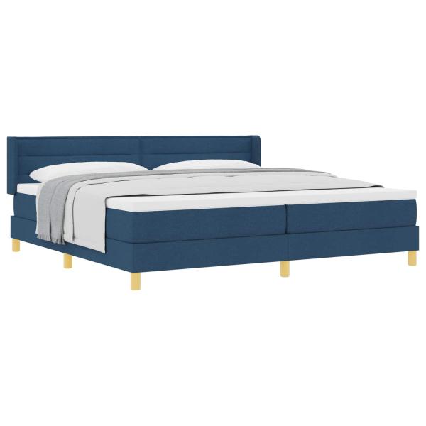 Boxspringbett mit Matratze mit Kopfteil Blau 200 x 200 cm Stoff