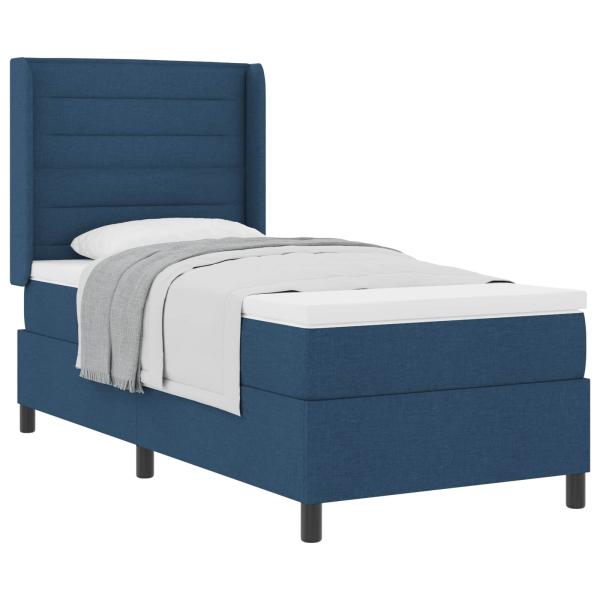 Boxspringbett mit Matratze mit Kopfteil Blau 200 x 100 cm Stoff