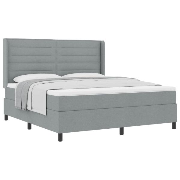 Boxspringbett mit Kissen Hellgrau 200 x 180 cm Stoff