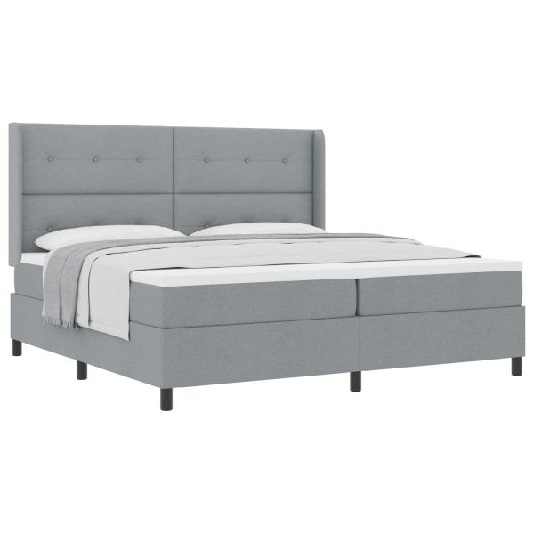 Boxspringbett mit Kissen Hellgrau 200 x 200 cm Stoff