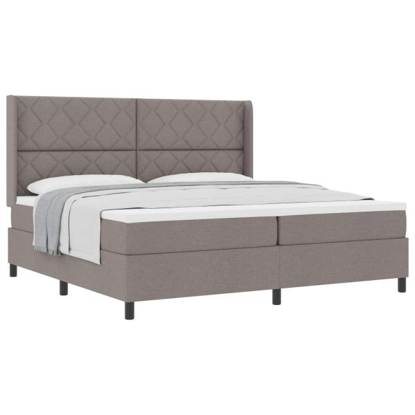 Boxspringbett mit Kissen mit Kopfteil Taupe 200 x 200 cm Stoff