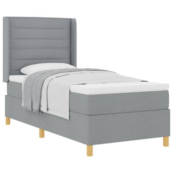 Boxspringbett mit Matratze Hellgrau 90 x 200 cm Stoff