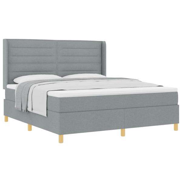 Boxspringbett mit Matratze Hellgrau 180 x 200 cm Stoff