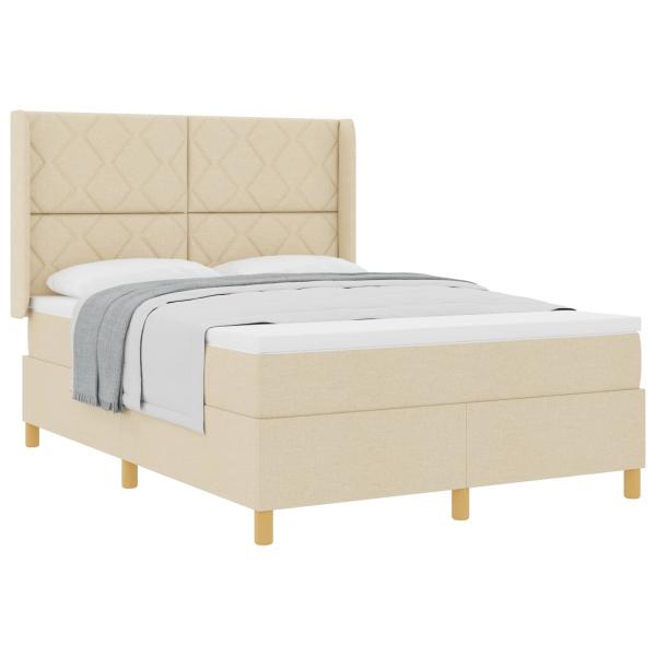 Boxspringbett mit Kopfteil Creme 160 x 200 cm Stoff