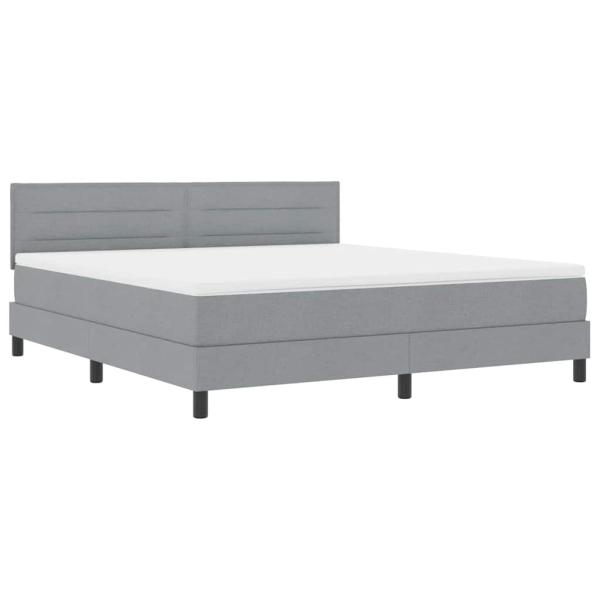 Boxspringbett mit LED-Lichtleisten Hellgrau 180 x 200 cm Stoff