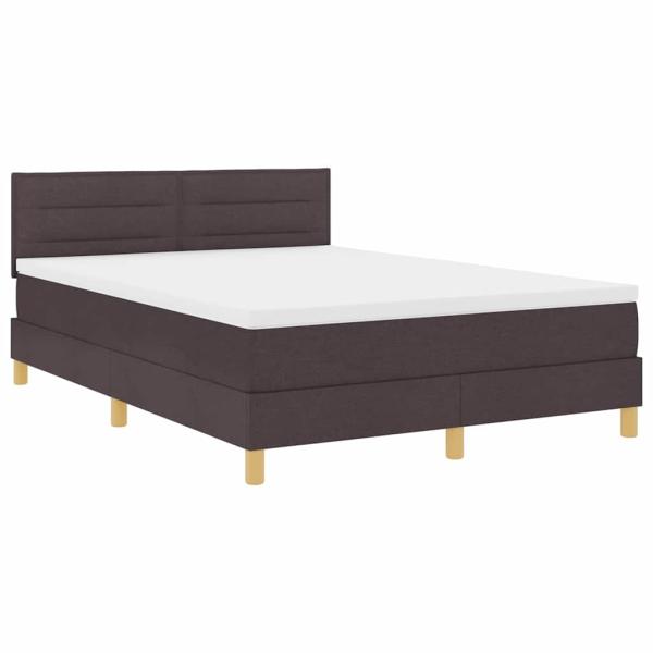 LED Boxspringbett mit Kopfteil Dunkelbraun 140 x 200 cm Stoff