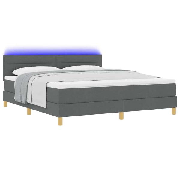 LED Boxspringbett mit Kopfteil Dunkelgrau 180 x 200 cm Stoff