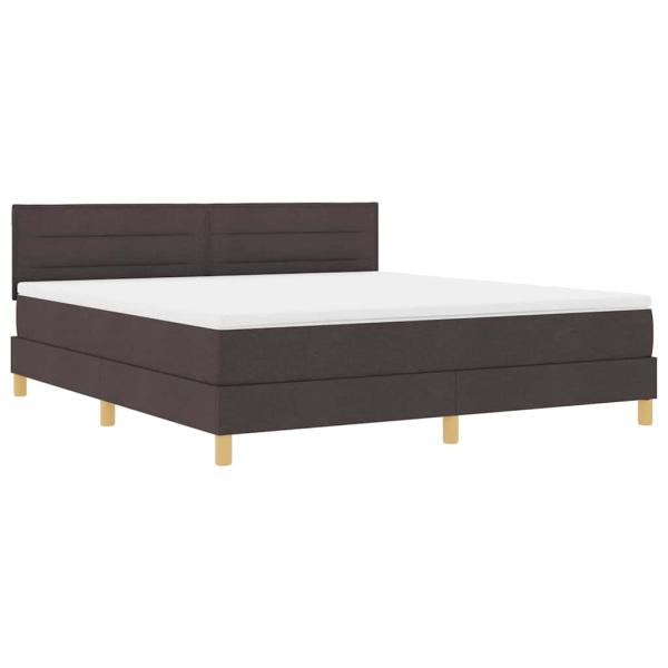 LED Boxspringbett mit Kopfteil Dunkelbraun 180 x 200 cm Stoff
