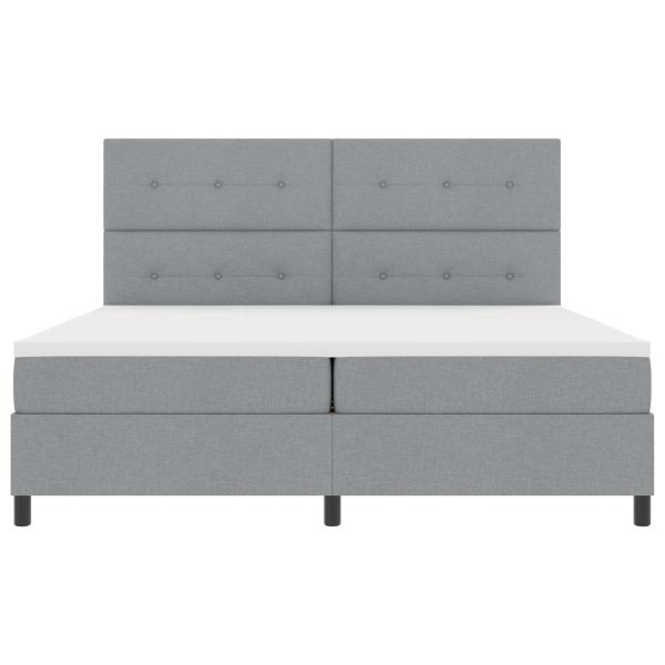ARDEBO.de - Boxspringbett mit LED-Lichtleisten Hellgrau 200 x 200 cm Stoff