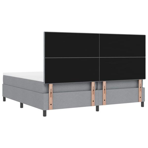 Boxspringbett mit LED-Lichtleisten Hellgrau 200 x 200 cm Stoff