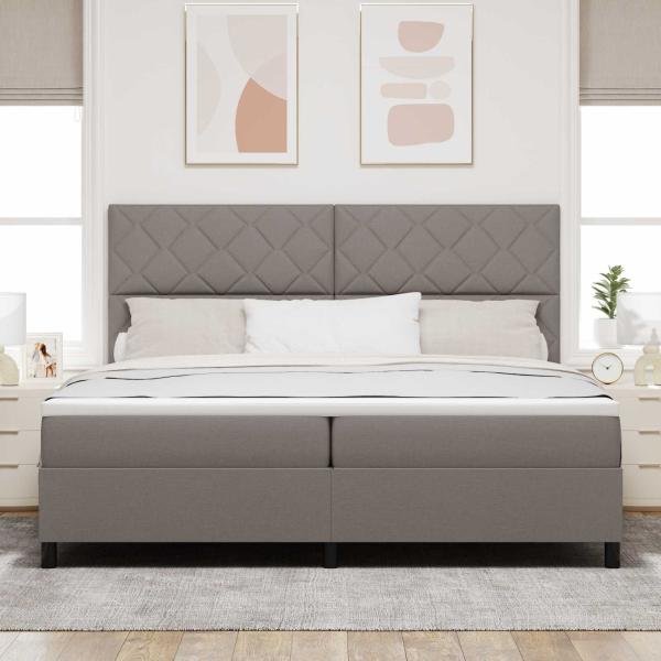 Boxspringbett mit LED-Lichtleisten Taupe 200 x 200 cm Stoff