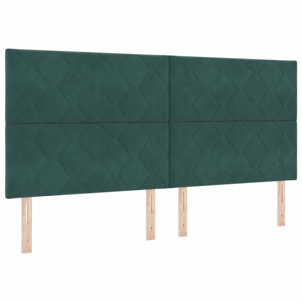 LED Boxspringbett mit Kopfteil Dunkelgrün 200 x 200 cm Samt