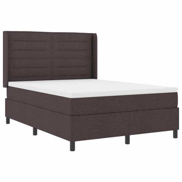LED Boxspringbett mit Matratze Dunkelbraun 140 x 190 cm Stoff