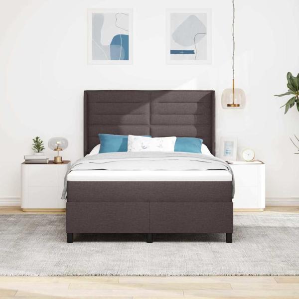 LED Boxspringbett mit Matratze Dunkelbraun 160 x 200 cm Stoff