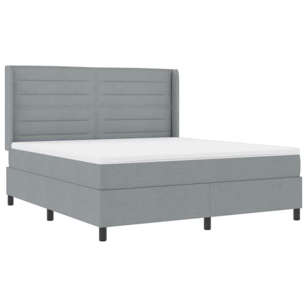 LED Boxspringbett mit Matratze Hellgrau 180 x 200 cm Stoff