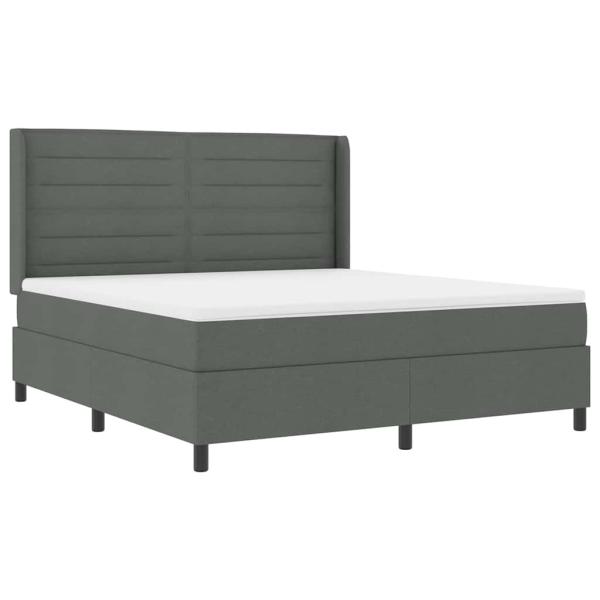 LED Boxspringbett mit Matratze Dunkelgrau 180 x 200 cm Stoff
