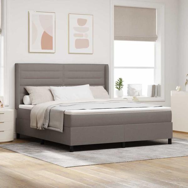 ARDEBO.de - LED Boxspringbett mit Kopfteil Taupe 180 x 200 cm Stoff