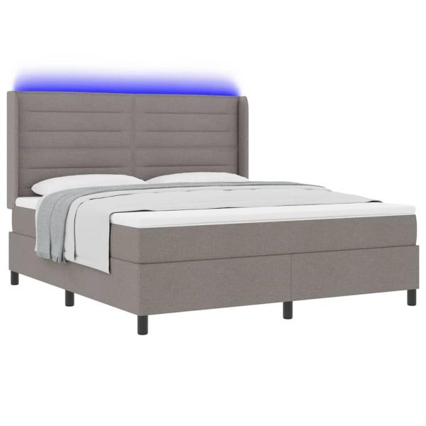 LED Boxspringbett mit Kopfteil Taupe 180 x 200 cm Stoff