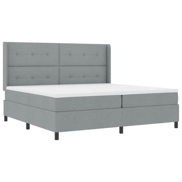 LED Boxspringbett mit Kopfteil Hellgrau 200 x 200 cm Stoff