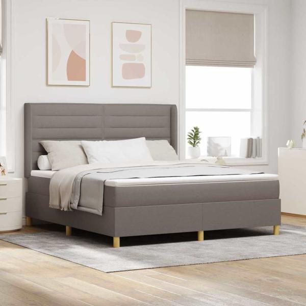 ARDEBO.de - Boxspringbett mit LED-Lichtleisten Taupe 180 x 200 cm Stoff