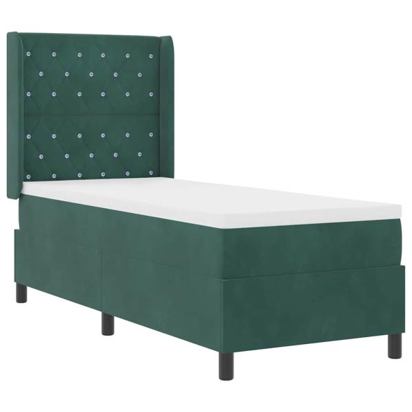 Boxspringbett mit Matratze mit LED Dunkelgrün 80 x 200 cm Samt