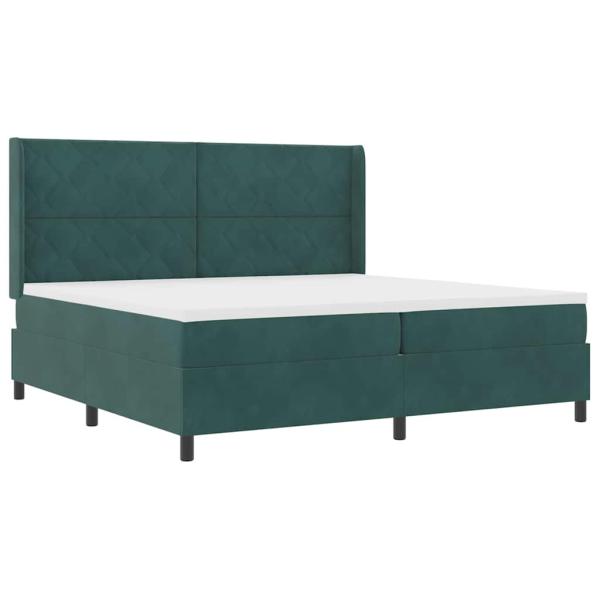 Boxspringbett mit LED-Lichtleisten Dunkelgrün 200 x 200 cm Samt