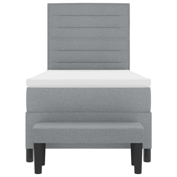 Boxspringbett mit Kopfteil Hellgrau 90 x 190 cm Stoff