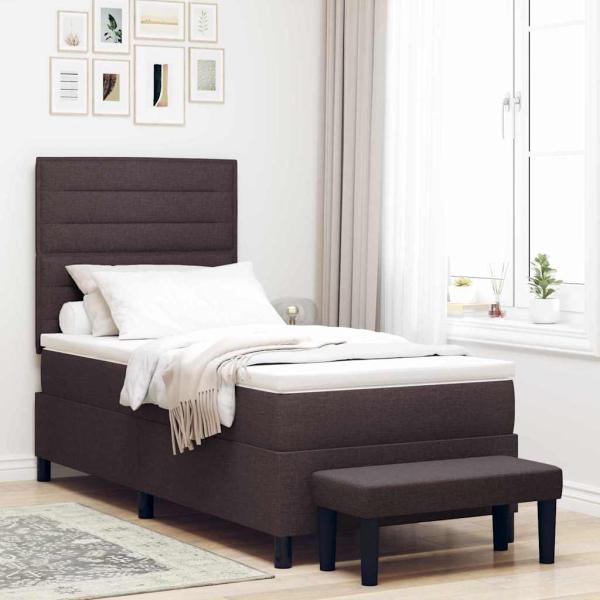 ARDEBO.de - Boxspringbett mit Kopfteil Dunkelbraun 100 x 200 cm Stoff