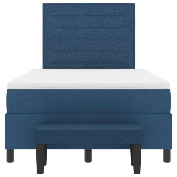 Boxspringbett mit Kopfteil Blau 120 x 190 cm Stoff