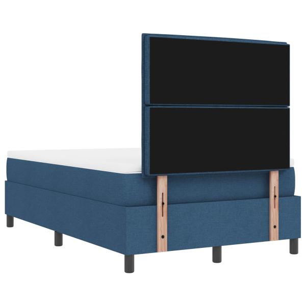 Boxspringbett mit Kopfteil Blau 120 x 190 cm Stoff